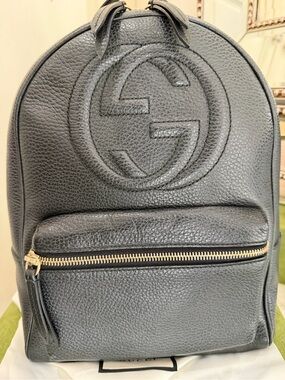 Gucci Soho Black Leather Chain Backpack